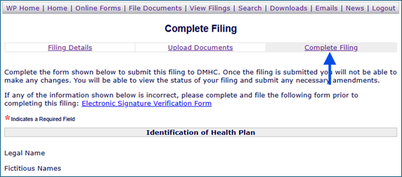 Complete Filing Window